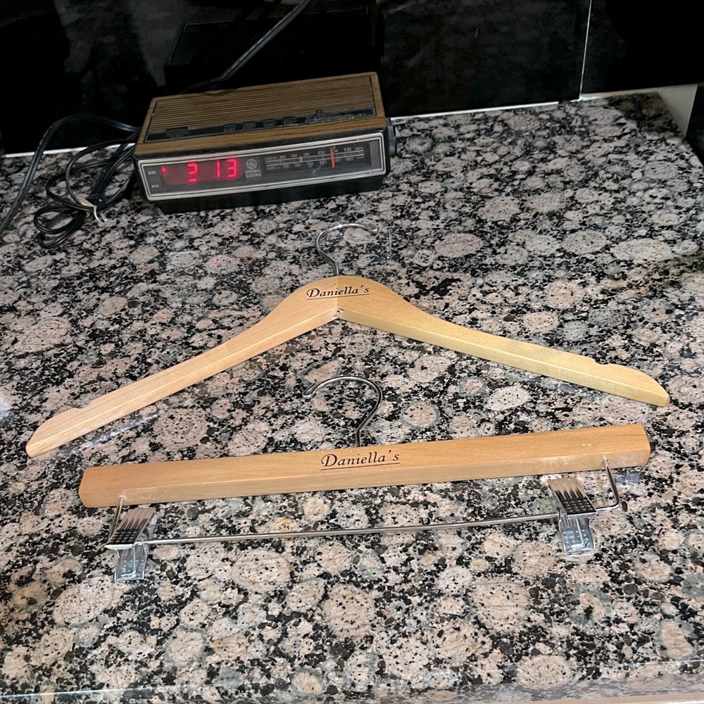 Hangers(2) Natural & Chrome Wood Costume made . special made name Daniel…